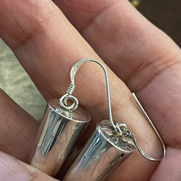 Long cone sterling silver drop earrings - Picture 3 of 7